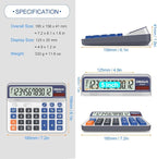 Desktop Calculator Extra Large 5-Inch LCD Display 12-Digit Big Number Accounting Calculator with Giant Response Button, Battery & Solar Powered, Perfect for Office Business Home Daily Use(6815-2pcs)
