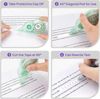 JEFURE 4 Pcs Colorful Core Correction Tape, 39.37 Ft White Wrong Out Tear-Resistant Bulk, Instant Corrections Easy to Use Applicator for School, Office, Note Taking, Journal (Tape Width 0.2 in)