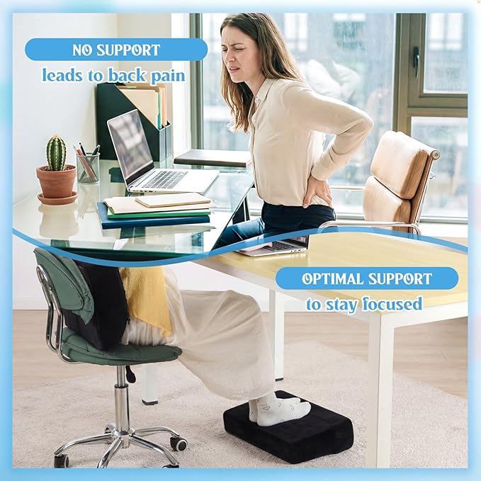 Novabright Foot Rest Under Desk at Work with 3 Adjustable Height, Non-Slip Ergonomic Foot Stool with Gel Top and Warm Pocket for Home Office Car Leg Back Rest(17" X 11" X 17",Cambered,Black)