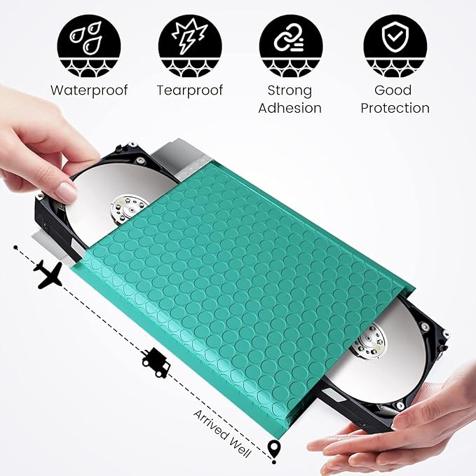 Fuxury Bubble Mailers 6x10" Teal Padded Envelopes 9600 Pack Bulk Strong Adhesion Full Pallet of Padded Mailers Thick Bubble Envelopes for Small Business Mailing Small Items,Jewelry,Makeup