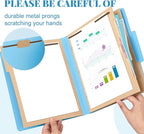 12 Pcs Classification Folders Letter Size 3 Pocket Dividers Employee File Folder with 2 Prongs Fasteners, 2 in Expansion Heavy Duty Pressboard File Holder for School Office Medical Document(Blue)