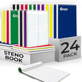 Rosmonde Steno Pads Spiral 6x9 24 Pack, Gregg Ruled Steno Pad, Assorted Colors, 80 Sheets (160 Pages), Bulk B2B Value Pack, Long Lasting, Bulk Steno Notebooks Top Spiral Steno Book for Office & Home
