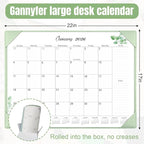 Gannyfer Desk Calendar 2026 with Desktop Mat, Simplified Large 22" x 17" Desktop Pad Calendar, 18 Month Desk Calendar, Use Now to Dec 2026, Office Supplies Perfect for Home School and Office - Green