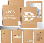 Custom Spiral Notebook - Upload Your Own Photo/Logo/Text, Set of 4 Personalized Journals, A5 Kraft Soft Cover, 120 Pages, 8.4 x 5.8 Inch, Customizable Notebooks for Gifts, Office or Business,Kraft