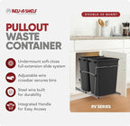 Rev-A-Shelf RV-18KD-18C S Double Pullout Trash Can for Kitchen Cabinets 35 Qt Garbage Recycling Bin on Full Extension Slides, Black