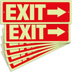 iSYFIX Exit Signs with Directional Right Arrow - 6 Pack 12x4 Inch Glow in the Dark for Business, School, Office, Warehouse - Durable 40 Mil Polystyrene, UV Laminated, Waterproof, Scratch & Fade Resistant