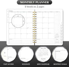 2026 Planner 8.5 x 11, Large Weekly Monthly Planners with Tabs, A4 Spiral Bound Daily Calendar 2026 Planner, 12 Month Agenda from Jan. to Dec., Flexible Cover Appointment Book(Black Gold Flower)