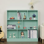 LEYAOYAO 8 Cube Bookshelf with Base,3 Tier Modern Mint-Green Kids Bookcase,Standing Wide Bookshelves Storage Organizer Toy Shelf,Wood Display Children's Book Shelves for Bedroom,Living Room,Nursery