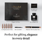 Ellington Pens Luxury Calligraphy Set - Premium Fountain Pen with 6 Nibs, 50 ml Black Ink Bottle, 6 Cartridges, Converter, Elegant Gift Box – Perfect for Drawing, Writing, Gifting (Midnight Rose)