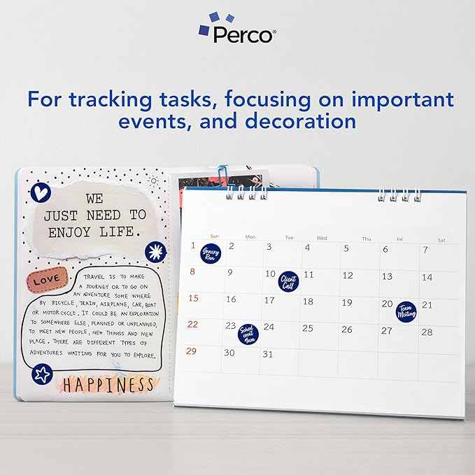 Perco Dark Blue 1-Inch Round Circle Dot Sticker Labels - Multi-Roll Pack (3 Rolls, 1,000 Labels Each) - Permanent Adhesive, Vibrant Colors, Strong Hold - Perforated for Easy Use - Made in USA