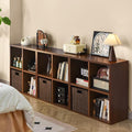 IRONMIX Metal 4 Cube Storage Organizer, Short Bookshelf with Storage, 2 Tier Horizontal Bookshelf, Small Cube Shelf, Freestanding TV Stand for Classroom, Home Office Library(Dark Wooden, 700-2 Set)