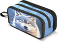 BOENLE Wolf Snowy Pencil Case Box Boys Girls Large Pencil Pouch Zipper Compartments Big Capacity Stationery Pen Bag Organizer for Kids Teens Adults School