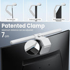 Quntis Monitor Light Bar Pro White, Eye-Care No Glare USB Computer Lamp, Stepless Dimming & Auto-Dimming Brightness, Dual Control, Modern Aesthetic Space Saving Desk Accessories Office Gaming Reading