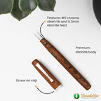 FPR Himalaya V2-Chrome Ultra Flex Nib Pen - Twist-Style Converter Filled Calligraphy Pens for Writing - Fancy Pens for Men & Women - Flex Fountain Pen w/Metal Clip & Cap Ring (Brown Ebonite)
