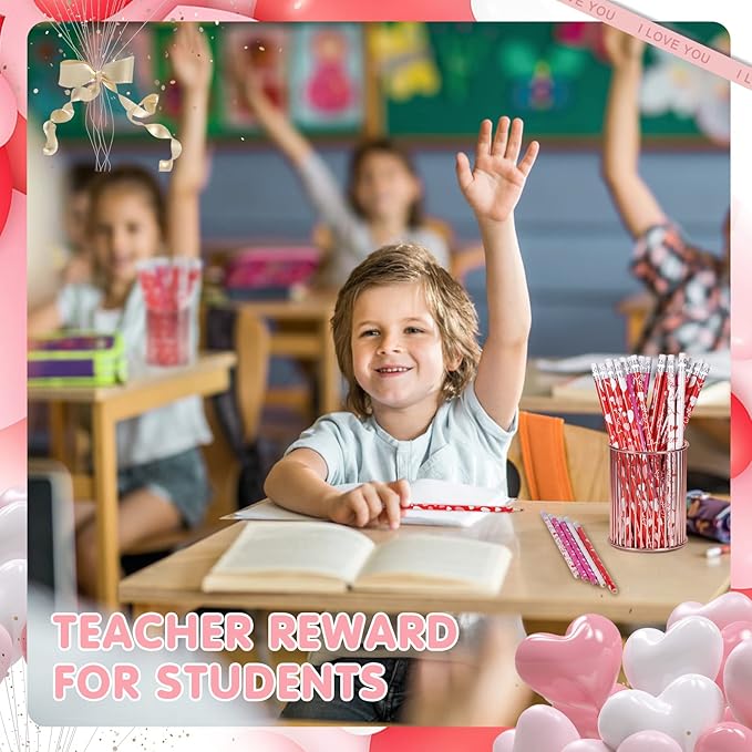 emzrivo 120 PCS Valentines Pencils Bulk Valentines Wood Pencils with Erasers Holiday Pencils for Classroom, 4 Style