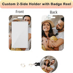 Photo Personalized Badge ID Card Holder Custom Retractable Badges Reel Clip, 1,50 Pack Bulk
