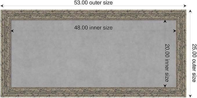 Amanti Art Silver Framed Magnetic Board 25x53 Oversize Vision Board for use with Magnets, 100% Metal Sheet to Display Items as Office Decor or for Home Organization in mudroom, Kitchen or Kids Room
