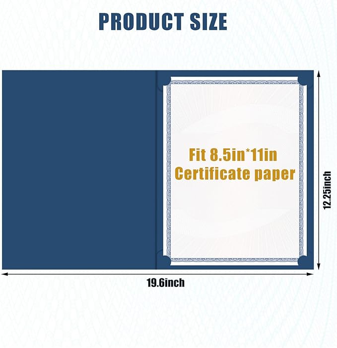 150-Pack Navy Blue Certificate Holders with Gold Foil Border, Diploma Covers for Letter Size 8.5x11 Certificates, Awards, Graduation, and Document Papers,Cardstock