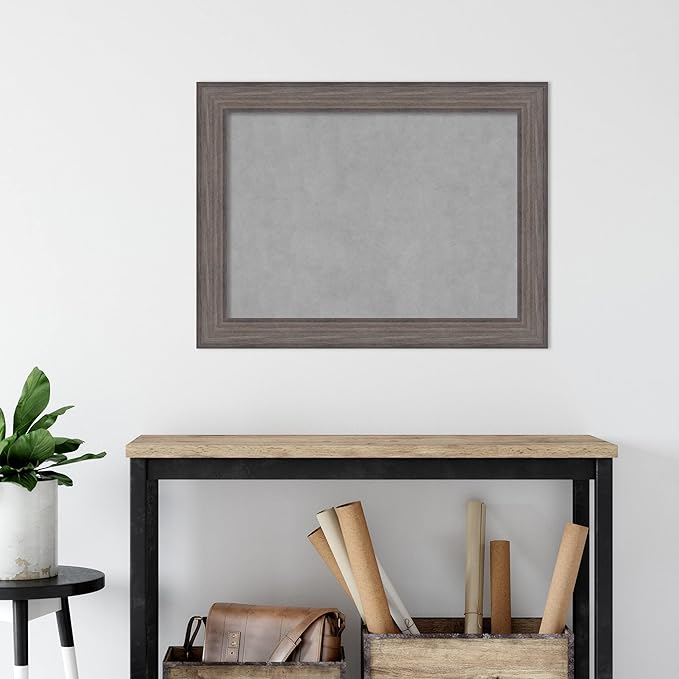 Amanti Art Grey Framed Magnetic Board 25x33 Medium Vision Board for use with Magnets, 100% Metal Sheet to Display Items as Office Decor or for Home Organization in mudroom, Kitchen or Kids Room