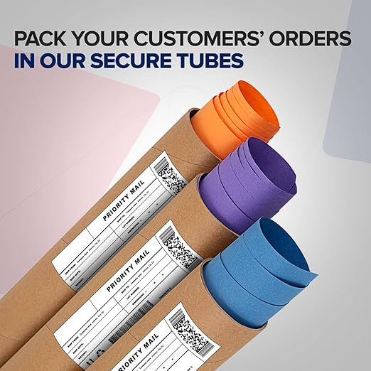 Paclord 2" x 60" Heavy-Duty Reinforced Cardboard Mailing Tube, Pack of 4 Tubes with 8 Caps – Secure USPS Approved – Great for Shipping and Storing of Prints, Artwork, Posters or Documents