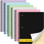 Resurhang 6 Pcs Legal Pad Top Spiral Bound Notebook 70 Sheets Double Sided College Ruled Paper Notepad Memo Steno Pad with Stiff Cover for Business College(8.5 x 11 Inches,3 Hole Punch,6 Colors)