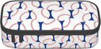 Baseball Blue White Ball Pencil Case Big Capacity Storage Pencil Pouch Stationery Bags With Zipper Portable Pen Holder Box Organizer For Boys Girls Teens Student College School Office Supplies