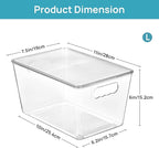 Vtopmart 4 Pack Clear Stackable Storage Bins with Lids, Large Plastic Containers with Handle for Pantry Organizer and Storage,Perfect for Kitchen,Fridge,Cabinet, Closet,Bathroom Organization