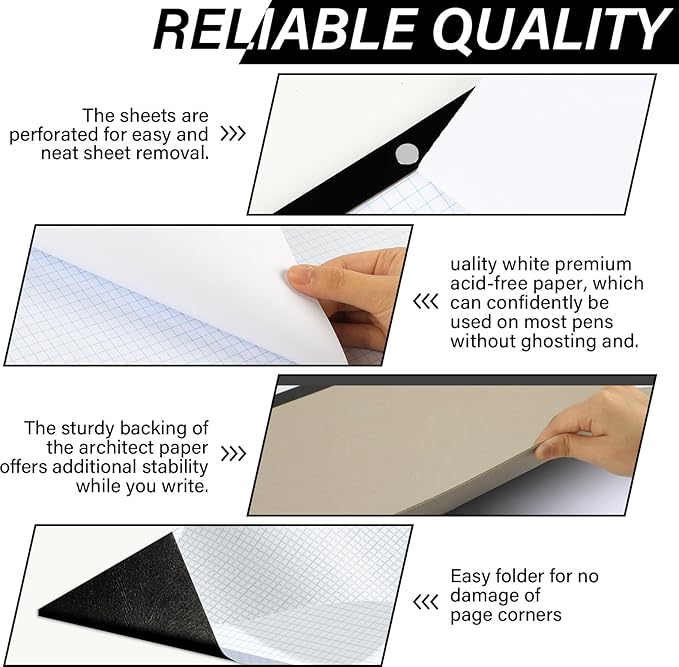 gisgfim Large Engineering Graph Paper 22x17 in Sturdy Graph Desk Pad 1/4 in Quad Grid Blueprint Paper Giant Drafting Pad Sketching Graph Paper for Engineer Architect Designer Mathematician Draftsman