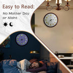 Oxmidud Glow in The Dark 3D Numerals Wall Clock，12 Inch Retro Silent Non-Ticking Battery Operated Easy to Read Vintage Analog Clocks for Living Room Kitchen Office Bedroom Decor