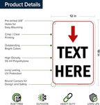 Custom Arrow,Custom Directional Sign, Arrow Down Sign, 12x18 Inches, 55 mil thick HDPE (high density polyethylene) Made in USA by My Sign Center