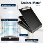 Saunders Metal Clipboard with Storage, Black Dual Layer Nursing Clipboard Folio, Letter Size Paper Organizer, Steel Clip with Self Locking Latch, Form Holder for Office, School & Work - Made in USA
