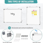 AMUSIGHT Dry Erase Board White Board, 16'' x 12'' Double-Sided Magnetic Whiteboard for Wall, Hanging Mounted Whiteboard Silver Aluminium Frame for Home, School, Office, Kitchen