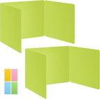 2 Pack Fluorescent Green Desk Dividers for Students, Privacy Shields Folder for Students, Durable & Waterproof Plastic Study Board, Classroom Teacher Supplies Test Divider, Includes Extra Labels