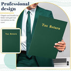 Harloon 40 Pcs Tax Return Folders 12 x 9 Inches 2 Pocket Folders Bulk Gold Foil Stamped Heavyweight Folder, Holds 8 x 11 Inches Letter Size Paper(Green,Cardboard)