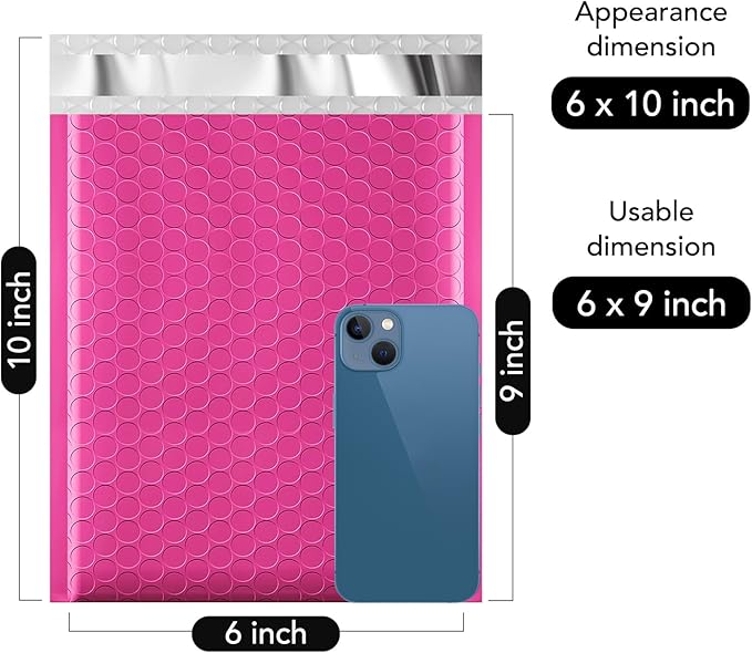 Fuxury Bubble Mailers 6x10" 600 Pack Pink Thick Padded Envelopes Usable Size 6x9" Mailing Envelopes Bubble Padded, Shipping Bags for Mailing,Packaging, Small Business, Boutique, Bulk #0