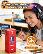 AFMAT Electric Pencil Sharpener, Rechargeable & Cordless, Fully Automatic Pencil Sharpener for Classroom, Auto in & Out, 5 Sharpness Modes, Heavy Duty Sharpeners for 6-12mm No.2/Jumbo Pencils PSC7
