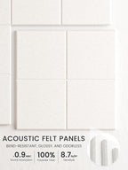 Bumusty Large Cork Board Alternative-47 x35 Felt Bulletin Board Tiles, with 30 Pushpins, 70 Adhesive Tabs, 12-Pack Slat Wall Paneling, Cork Boards for Office Push Pin Board Felt Board-Milky White