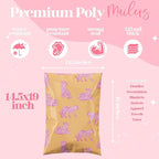 Pretty Package Store 14.5x19 Designer Poly Mailer 100 Pack Heavy Duty Waterproof Self Seal Shipping Bags for Small Business Large Mailing Envelopes Bulk Tear Resistant Packaging Pink Orange Leopard