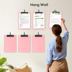 Zoenley A4 Plastic Clipboard Set of 12, Pink 12.5 x 9 Letter Size for Classroom, Students, Teacher, Nurse, A4 Clear 8.5 x 11 Clip Board with Low Profile Black Clip, Office & School Supplies