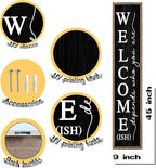 LuZhiQiang Welcome-ish Standing for Front Porch Sign 45"X9" Vertical Tall Long Leaner Outdoor Front Door Welcome Sign Wood Framed Decor (Wood Black)