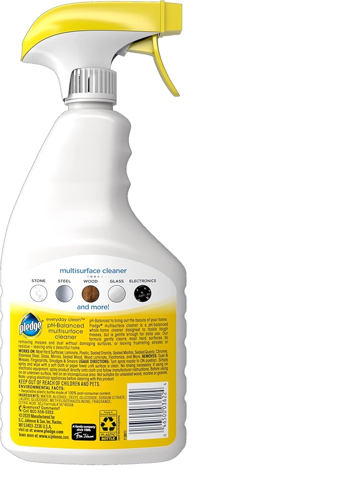 Pledge Multisurface Cleaner, Everyday Clean, Trigger, Fresh Citrus Scent, 25 oz (Pack of 3)