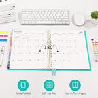 RETTACY 2026-2027 Monthly Planner, Jan 2026 - Dec 2027, Large Size (8.5" x 11"), Agenda, Calendar, 24 Month Tabs, Flexible Plastic Cover, 100 GSM Thick Paper, Spiral-bound (Tiffani Blue)