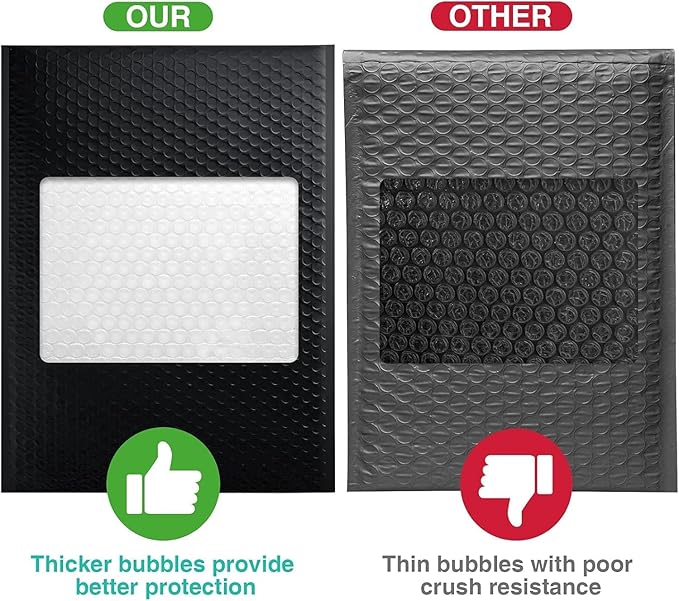 Metronic 3750 Pack Bubble Mailer 10.5x16 Inch Black,Usable Size 10.5x15" Waterproof Padded Envelopes Self-Seal Bubble Mailers Cushioning for Shipping Clothes, Books, Small Business Full Pallet Bulk