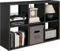 IRONMIX Metal 6 Cube Storage Organizer, Short Black Bookshelf with Storage, Small Horizontal Bookshelf, 2 Tier Open Bookcase Cube Shelf, Freestanding TV Stand for Home Office Library (Black, 1037)