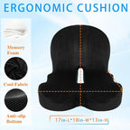 Watshyon Ergonomic Memory Foam Reenly Seat Cushion & Non-Slip Base with Adjustable Straps,Seat Cushion for Truck Driver and Office Chair Cushion,Removable Washable Cover- Plush Velvet