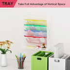 GDINDINFAN Hanging Wall File Organizer 6 Tier Wall Mounted File Holder Document Wall Organizer Magazine Organization for Office Home, White
