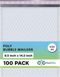 White Large Poly Bubble Mailers 9.5x14.5 inch #4 | Self Seal Padded Envelopes Cushioned Bubble Mailer | Usable Size 9.5x13.5 | WaterProof | Lightweight mailing Shipping Bags | 100 Pack Bulk | USA Made