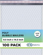 White Large Poly Bubble Mailers 9.5x14.5 inch #4 | Self Seal Padded Envelopes Cushioned Bubble Mailer | Usable Size 9.5x13.5 | WaterProof | Lightweight mailing Shipping Bags | 100 Pack Bulk | USA Made