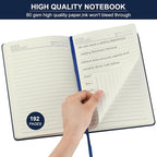 ZCZN 6 Pack Lined Journal Notebooks, 192 Pages A5 Hardcover Leather Journals for Work,Writing,School & Travel, College Ruled Journaling Notebooks for Notes Taking,Diary Notepad (Blue*6)