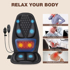 comrelax Back Massager with Heat, Massage Seat Cushion with 3D Lumbar Support, 8 Vibrating Motors Massager Chair Pad for Full Body Pain Relief, Ideal Gift for Christmas/Lover/Parents/Friends